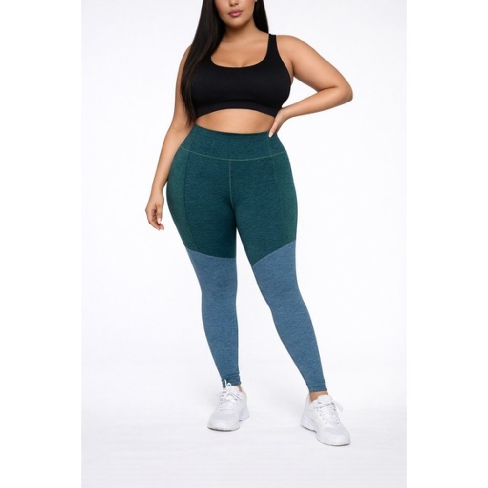 Outdoor‎ Voices TechSweat Colorblock 7/8 Leggings Green Blue XL